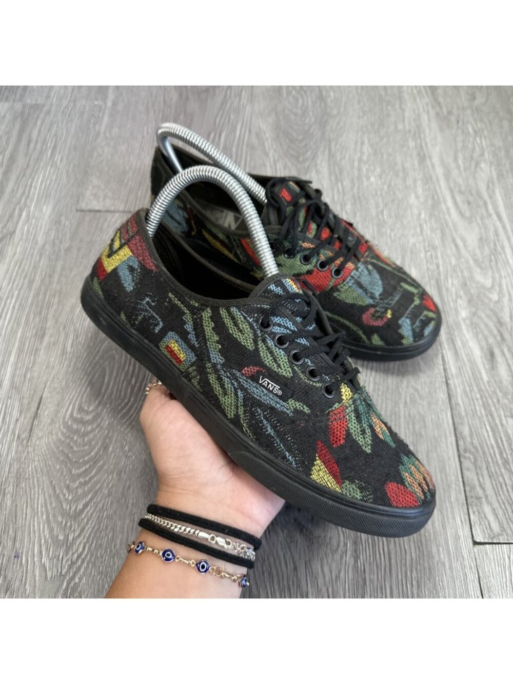 Vans Off the Wall Floral Knitted Low Top Flower Shoes Women Sz 8 TB9C Rare